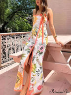 Summer Sexy Split Charming Wrap Printed Dresses