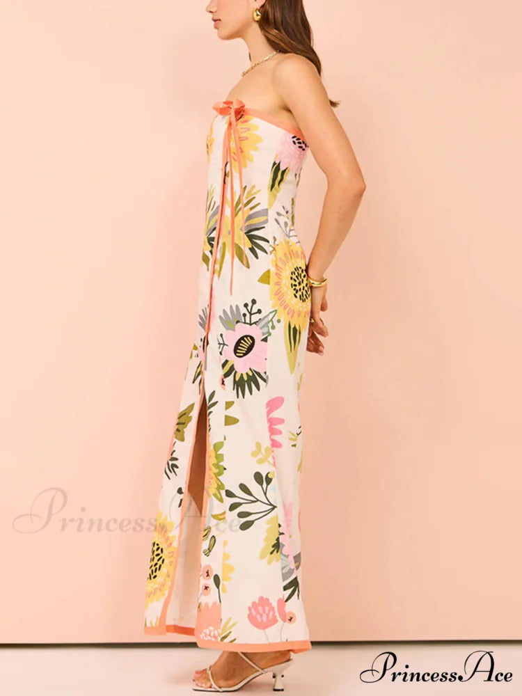 Summer Sexy Split Charming Wrap Printed Dresses