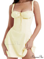 Summer Sexy Square Neck Ruched A Line Mini Dress