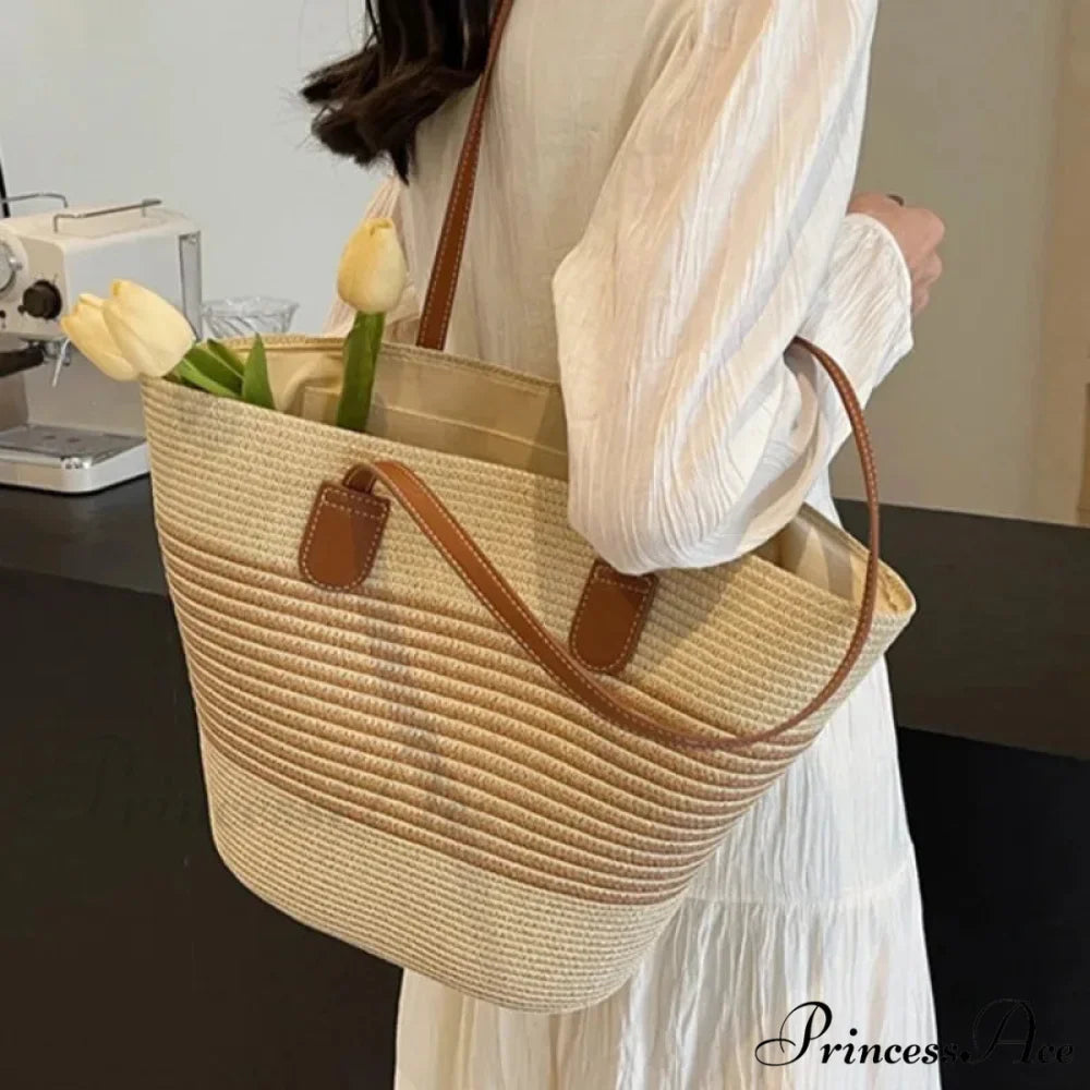 Summer Straw Bag Spacious Capacity Shoulder Bag