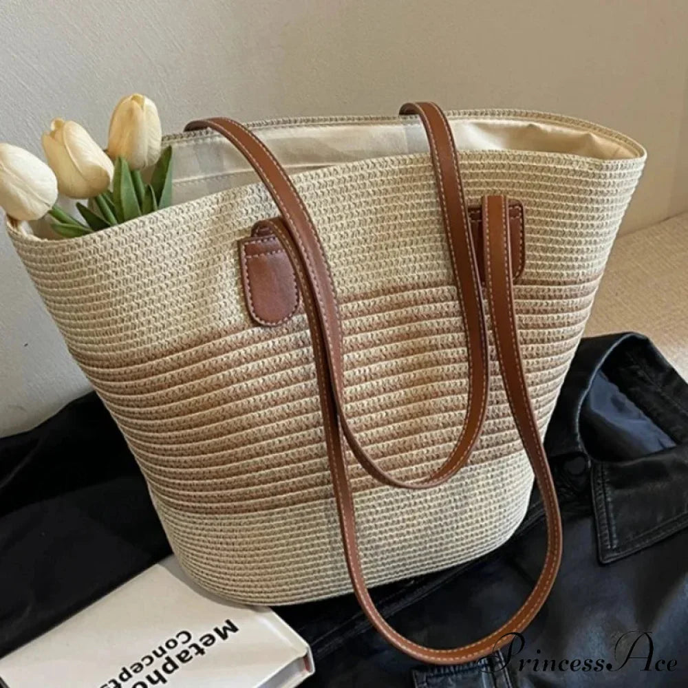 Summer Straw Bag Spacious Capacity Shoulder Bag