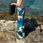 Summer Style Azure Pattern High Rise Maxi Skirt Nightclub Skirt