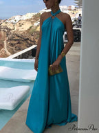 Summer Temperament Satin Charming Halter Swing Gown Dresses