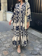 Summer Vintage Elegant Long Sleeve Boho Dress