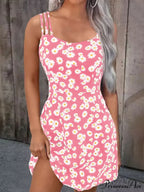 Summer Vintage Floral Daisy Print Sexy Boho Dress