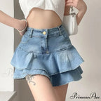 Summer Waist Slim Cute Sexy Mini Ruffle Skirt