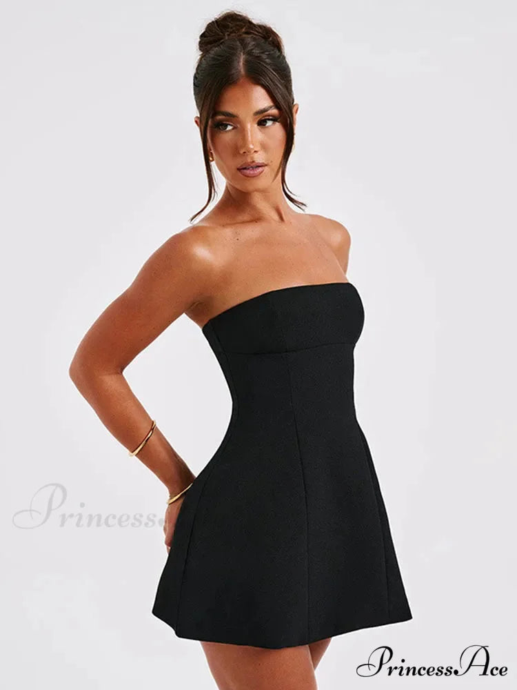 Summer White Mini High Waist Party Dress