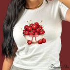 Summer Y2K Cherry Print T-shirt