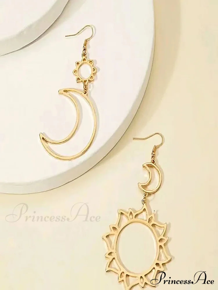 Sun & Moon Vintage Exaggerated Dangle Earrings