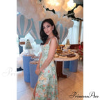 Suninheart Summer Lace Up Print Elegant Casual Party Holiday Floral Dress