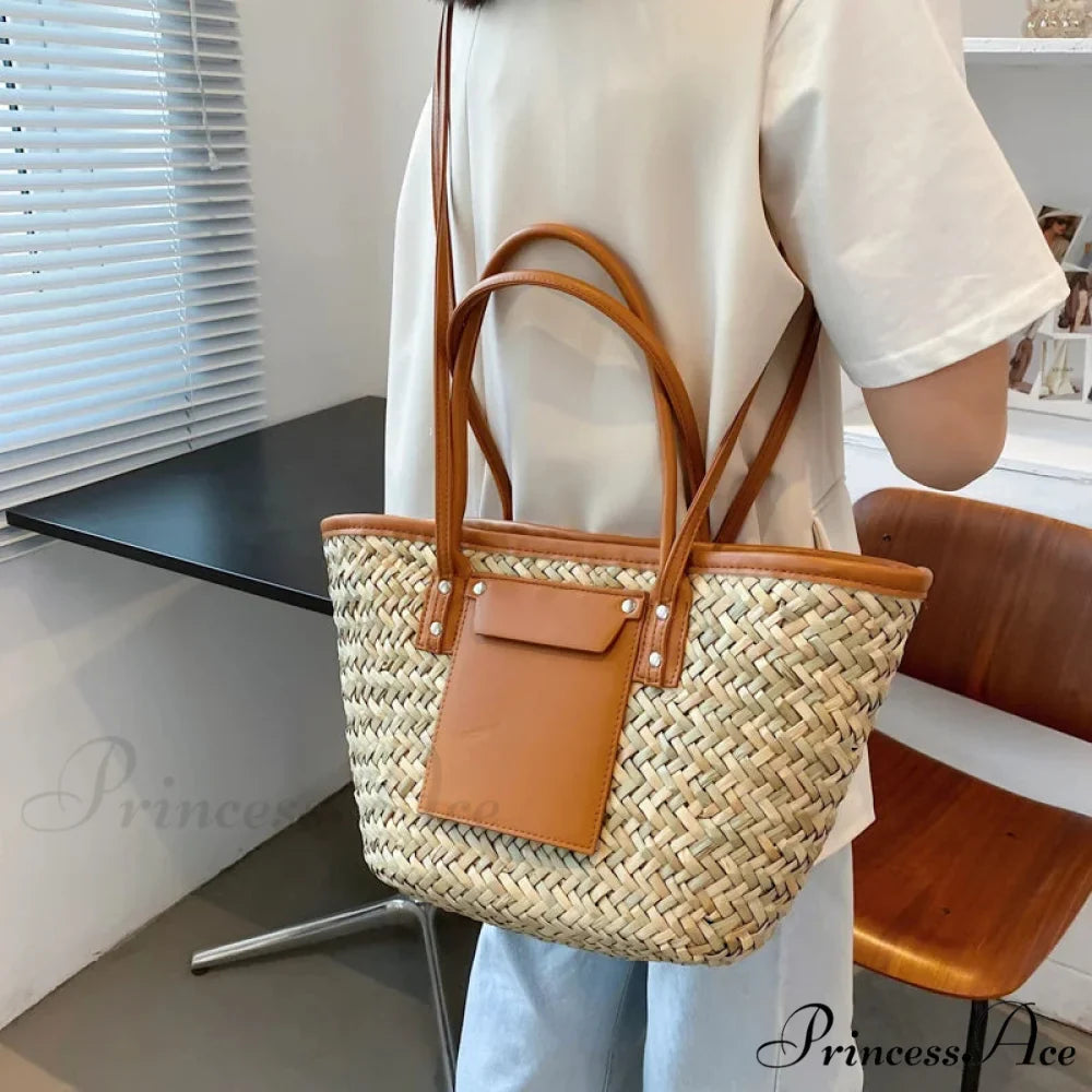 Superior Straw Summer Tote Beach Handbag