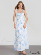 Suspend Crop Tank Top Cinch A-line Skirt Floral Dress