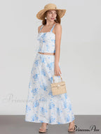 Suspend Crop Tank Top Cinch A-line Skirt Floral Dress