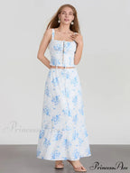 Suspend Crop Tank Top Cinch A-line Skirt Floral Dress