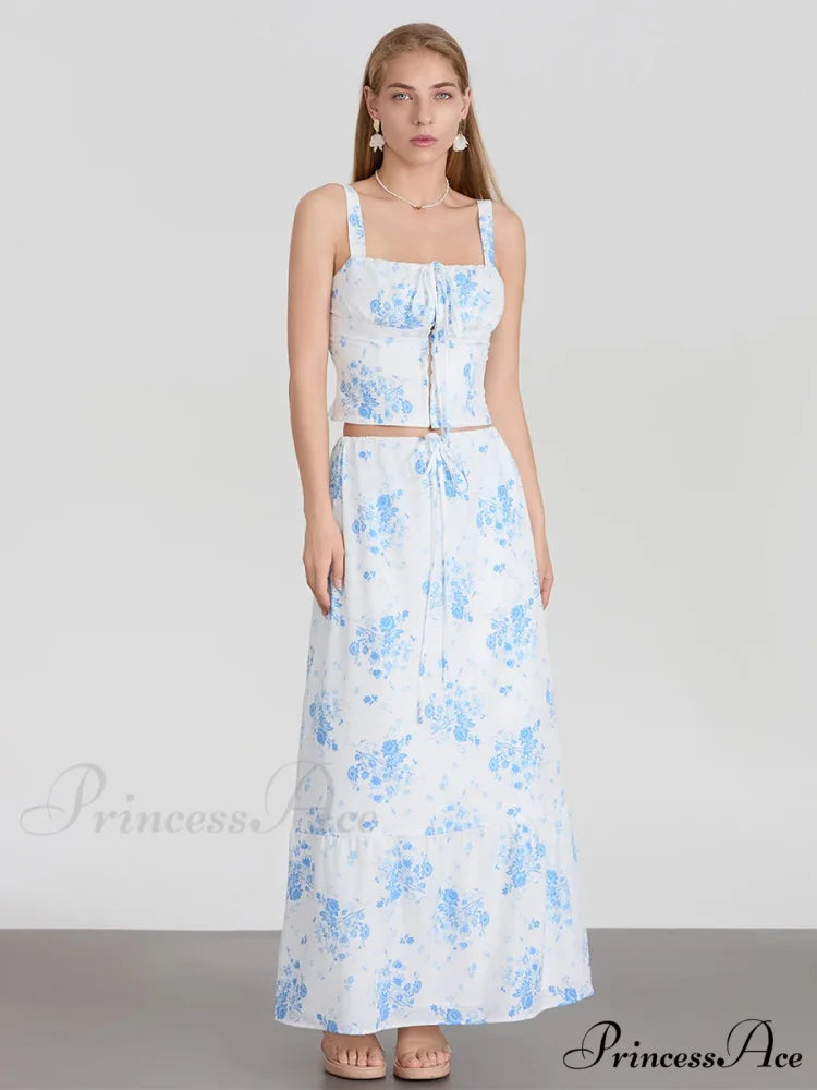 Suspend Crop Tank Top Cinch A-line Skirt Floral Dress
