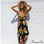 Suspend V-neck Sleeveless Floral Holiday Dress