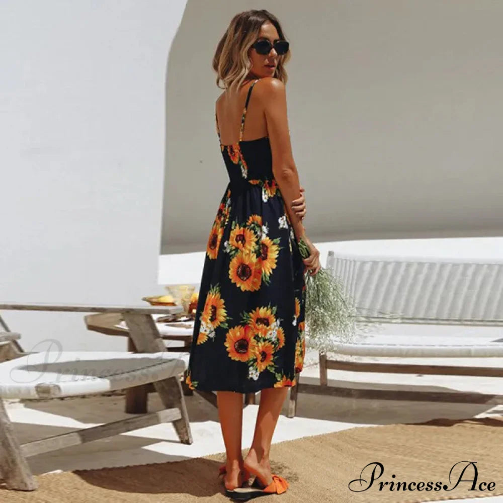 Suspend V-neck Sleeveless Floral Holiday Dress