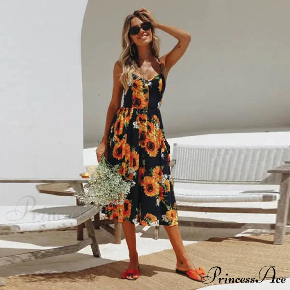 Suspend V-neck Sleeveless Floral Holiday Dress