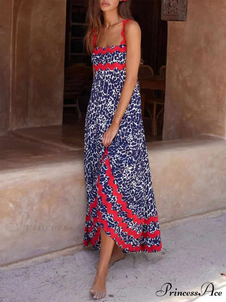 Suspender Print Stylish Maxi Dress