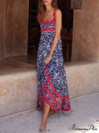 Suspender Print Stylish Maxi Dress