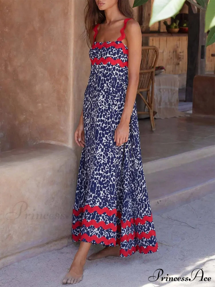 Suspender Print Stylish Maxi Dress