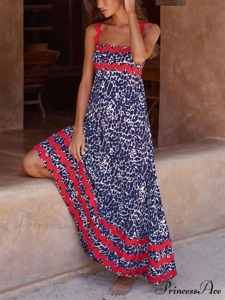 Suspender Print Stylish Maxi Dress