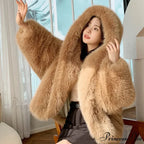 Sustainable Faux Fox Hooded Coat