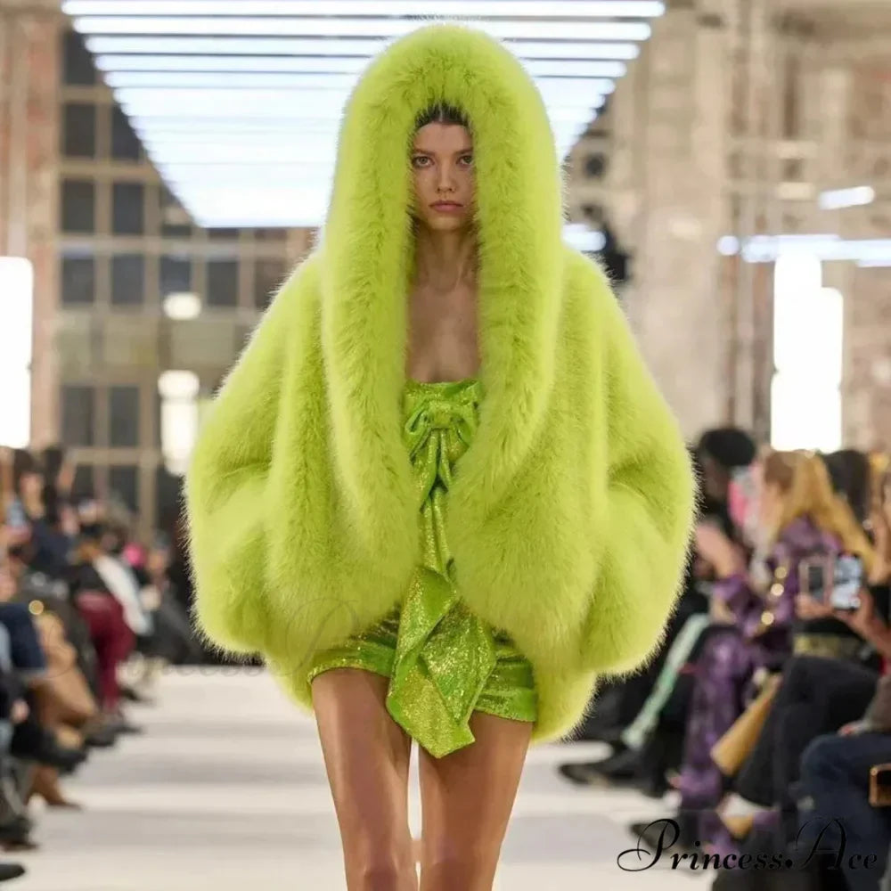 Sustainable Faux Fox Hooded Coat