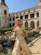 Sweet Fairy Short Sleeve Midi Floral High Waist Boho Dress