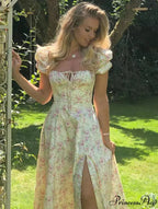 Sweet Fairy Short Sleeve Midi Floral High Waist Boho Dress