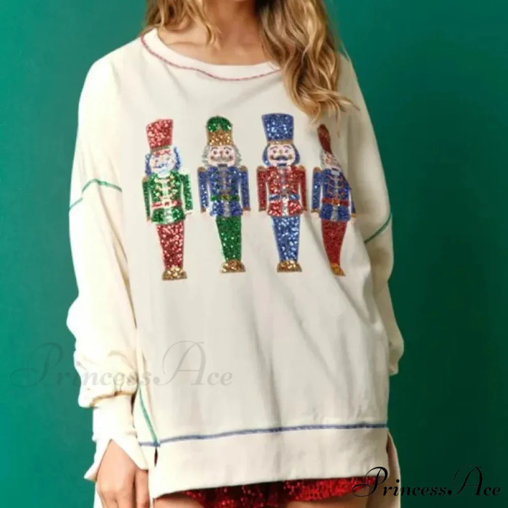 Sweet Fresh Korean Sequins Thickened Versatile Christmas Hoodie