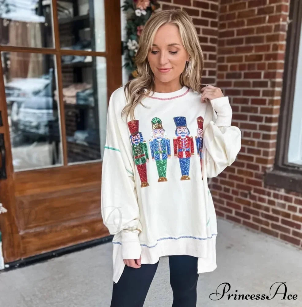 Sweet Fresh Korean Sequins Thickened Versatile Christmas Hoodie