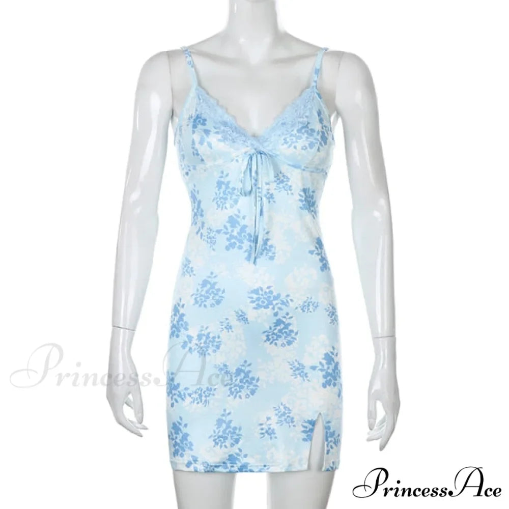 Sweetown Patchwork Lace Edge Cute Dress