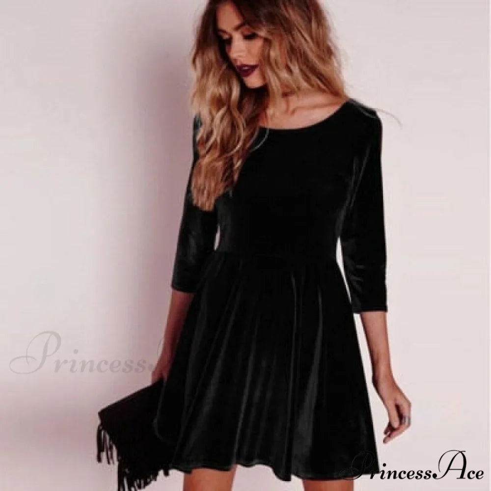 Swing Hem Velvet Dress