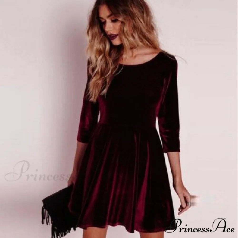 Swing Hem Velvet Dress