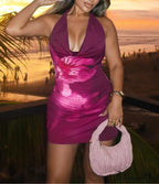 Swinging Collar Halter Petite Dress