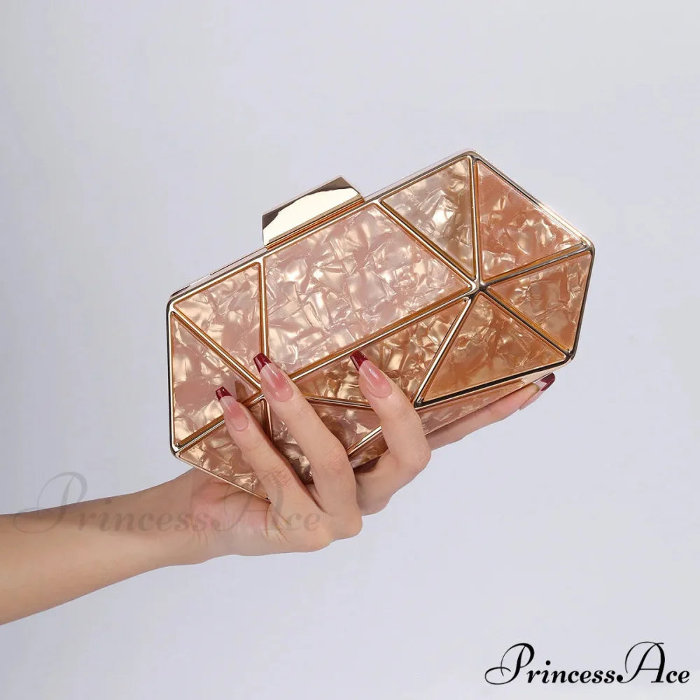 Synonyms for the adjectives in the title:- Acrylic: transparent- Metal: metallic- Diamond: gemstone- Evening: nighttimeModified title: Transparent Metallic Gemstone Nighttime Clutch Crossbody Bag