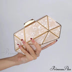 Synonyms for the adjectives in the title:- Acrylic: transparent- Metal: metallic- Diamond: gemstone- Evening: nighttimeModified title: Transparent Metallic Gemstone Nighttime Clutch Crossbody Bag