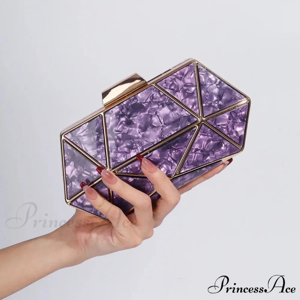 Synonyms for the adjectives in the title:- Acrylic: transparent- Metal: metallic- Diamond: gemstone- Evening: nighttimeModified title: Transparent Metallic Gemstone Nighttime Clutch Crossbody Bag