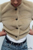 Synthetic Faux Brief Jacket Knitted Sweater