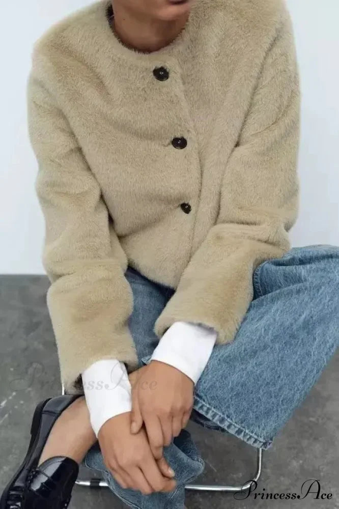 Synthetic Faux Brief Jacket Knitted Sweater