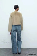 Synthetic Faux Brief Jacket Knitted Sweater