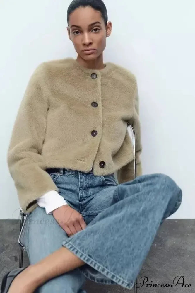 Synthetic Faux Brief Jacket Knitted Sweater