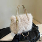 Synthetic Fur Soft Bucket Tote Winter Crossbody Shoulder Purse