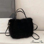 Synthetic Fur Soft Bucket Tote Winter Crossbody Shoulder Purse