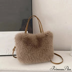 Synthetic Fur Soft Bucket Tote Winter Crossbody Shoulder Purse