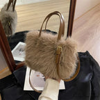 Synthetic Fur Soft Bucket Tote Winter Crossbody Shoulder Purse