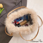 Synthetic Fur Soft Bucket Tote Winter Crossbody Shoulder Purse