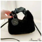 Synthetic Fur Soft Gathered Handle Crossbody Purse
