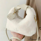 Synthetic Fur Soft Gathered Handle Crossbody Purse